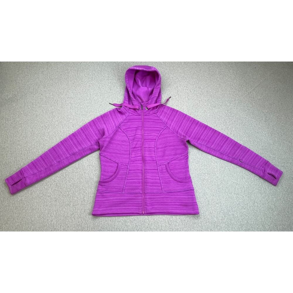 Athleta Jacket Womens Large Purple Stretch Long Sleeve Thumbhole Full Zip Hooded